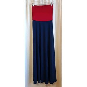 Polo‎ Ralph Lauren Women's Red/Blue Strapless Long Maxi Dress Size XS